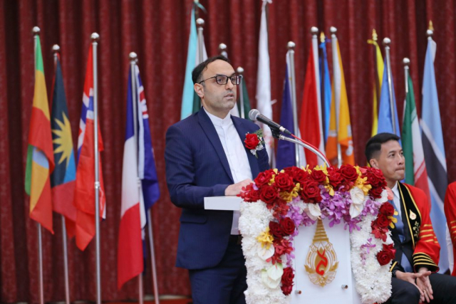 Mr. Moteza Soltani ผู้แทนสถานเอกอัครราชทูตอิหร่านประจำประเทศไทย กล่าวสุนทรพจน์