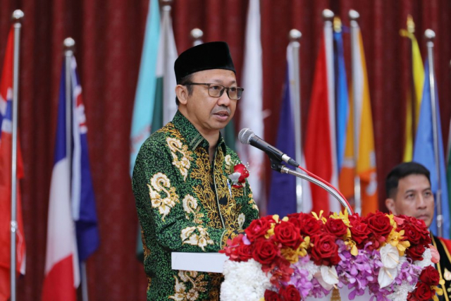 Ir. Achmad Wicaksono, M.Eng. Ph.D ผู้แทนสถานเอกอัครราชทูตอินโดนีเซียประจำประเทศไทย กล่าวสุนทรพจน์
