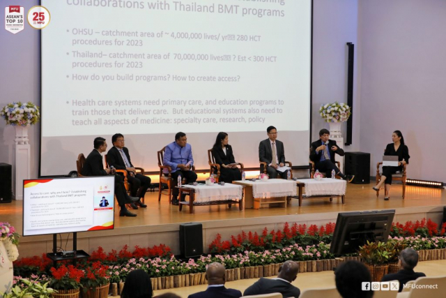 บรรยากาศการเสวนาระดับนานาชาติ หัวข้อ "Advancing the Global Health Agenda: Transformation of Higher Education towards Regional Well-being"